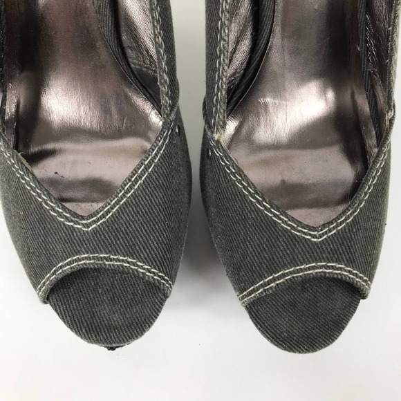 Bakers Eryn Heels Denim Platform Peep Toe High Distressed Gray Womens Size 10M - Picture 4 of 13